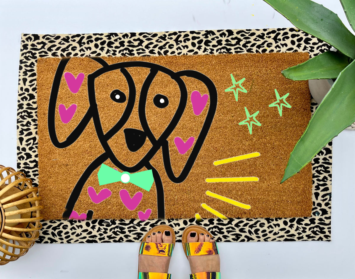 Whimsical Dog Coir Doormat