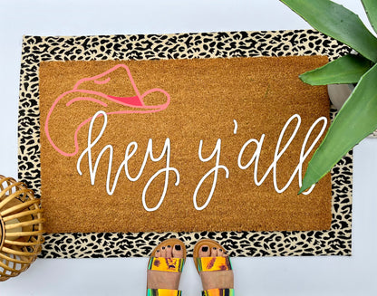 Western Hey Y'all Coir Doormat | Hand Painted Coir Doormats