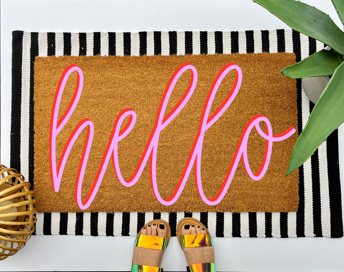Neon Hello Coir Doormat