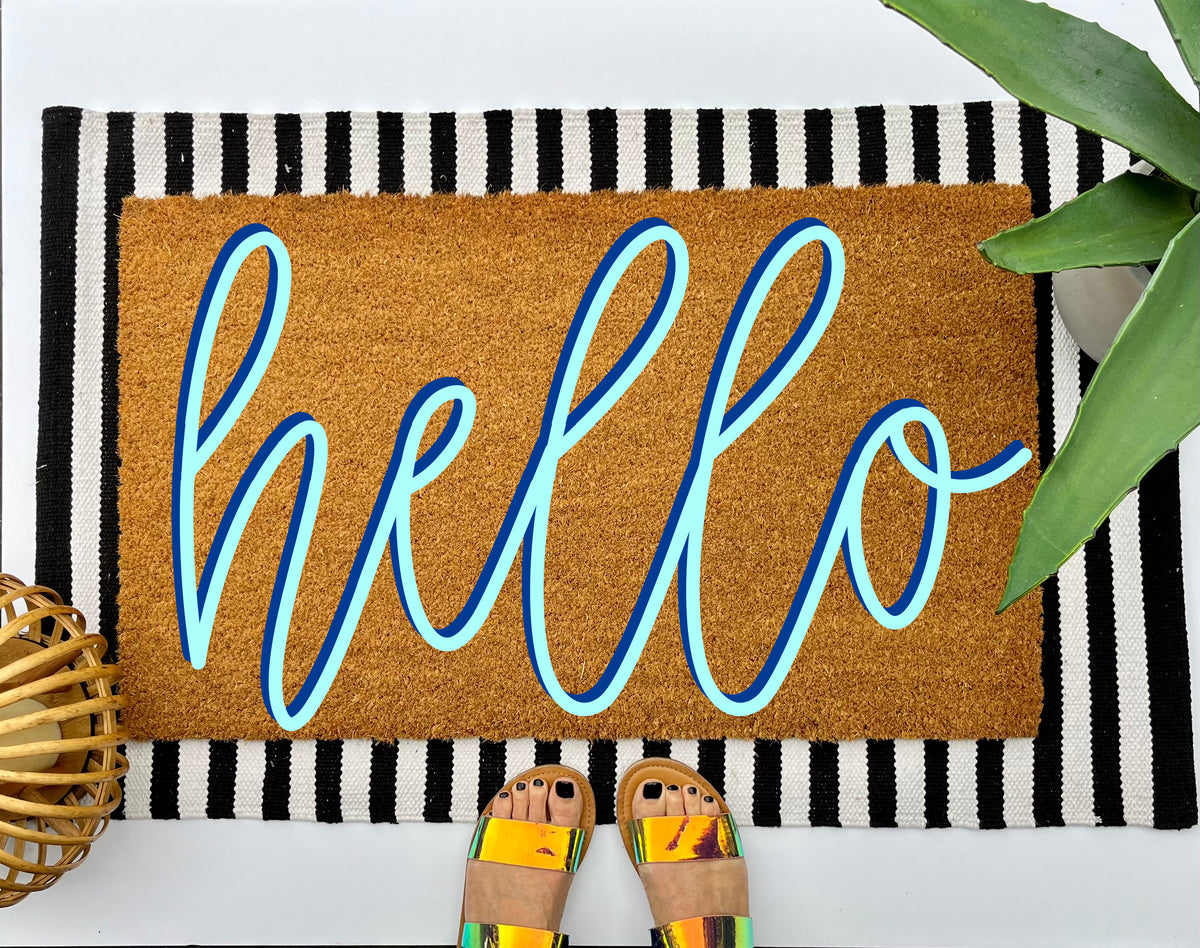 Neon Hello Coir Doormat