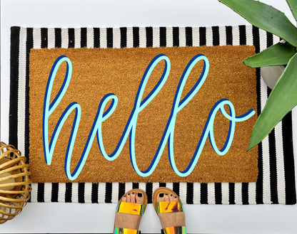 Neon Hello Coir Doormat