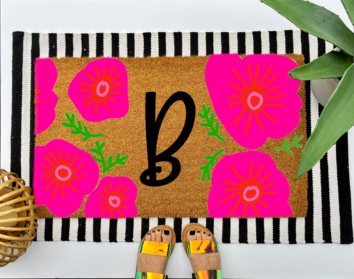 Flower Monogram Coir Doormat