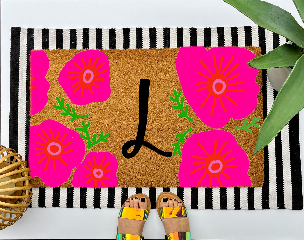 Flower Monogram Coir Doormat