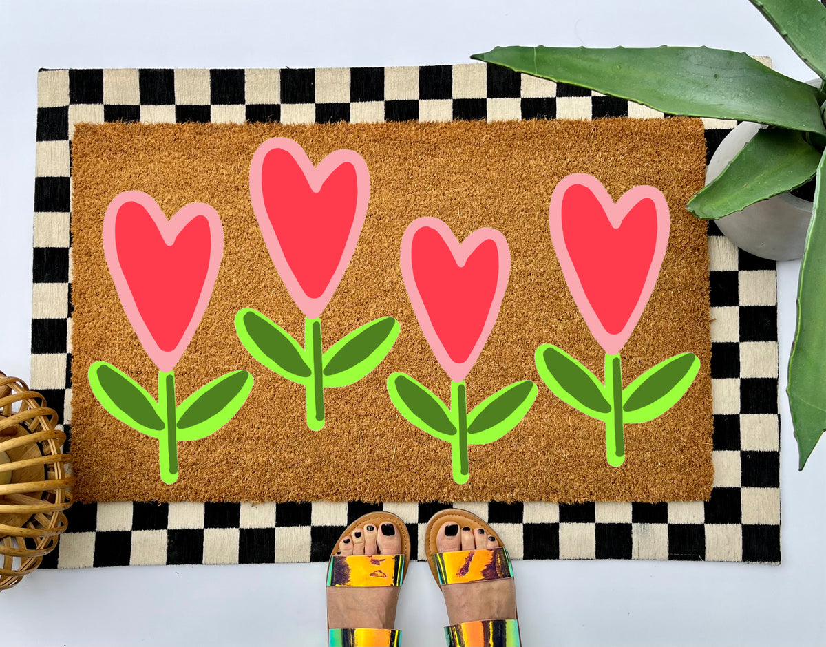 Heart Flower Coir Doormat