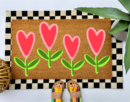 Heart Flower Coir Doormat