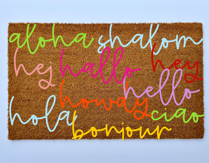 International Hello Coir Doormat