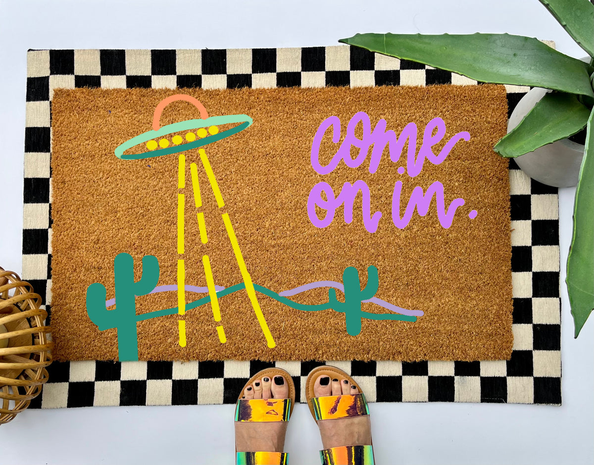UFO Come On In Coir Doormat