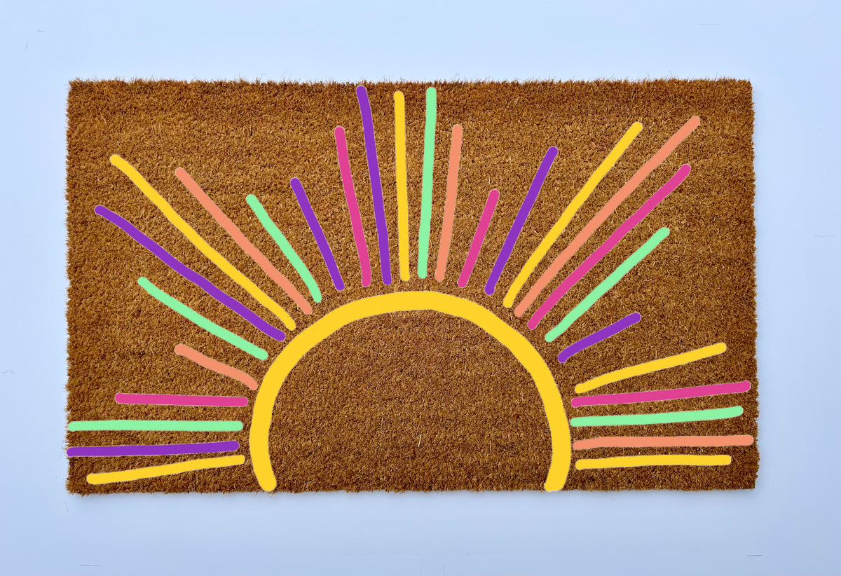 Colorful Boho Sun Coir Doormat