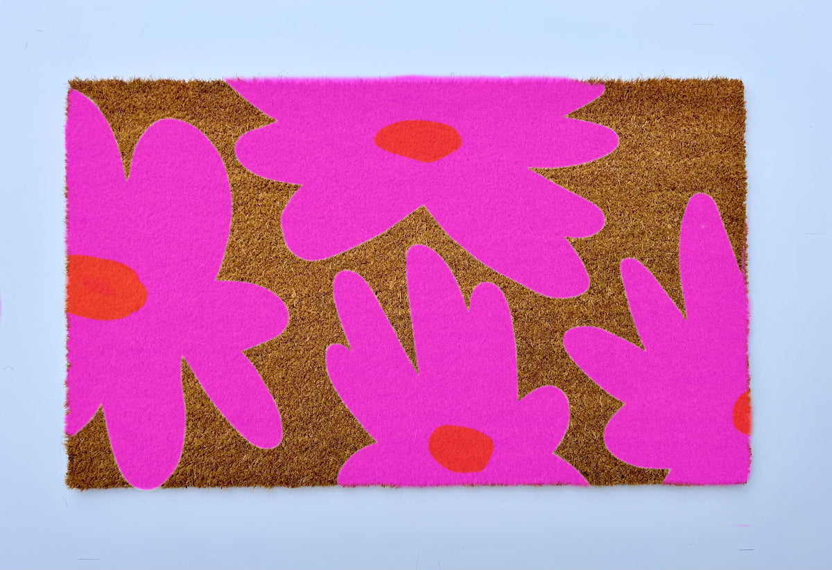 Retro Floral Coir Doormat