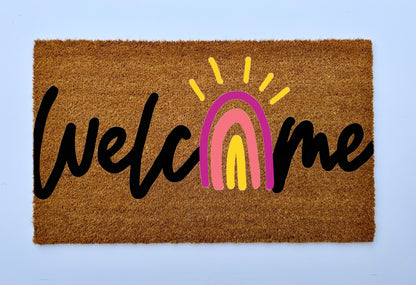 Welcome Rainbow Coir Doormat