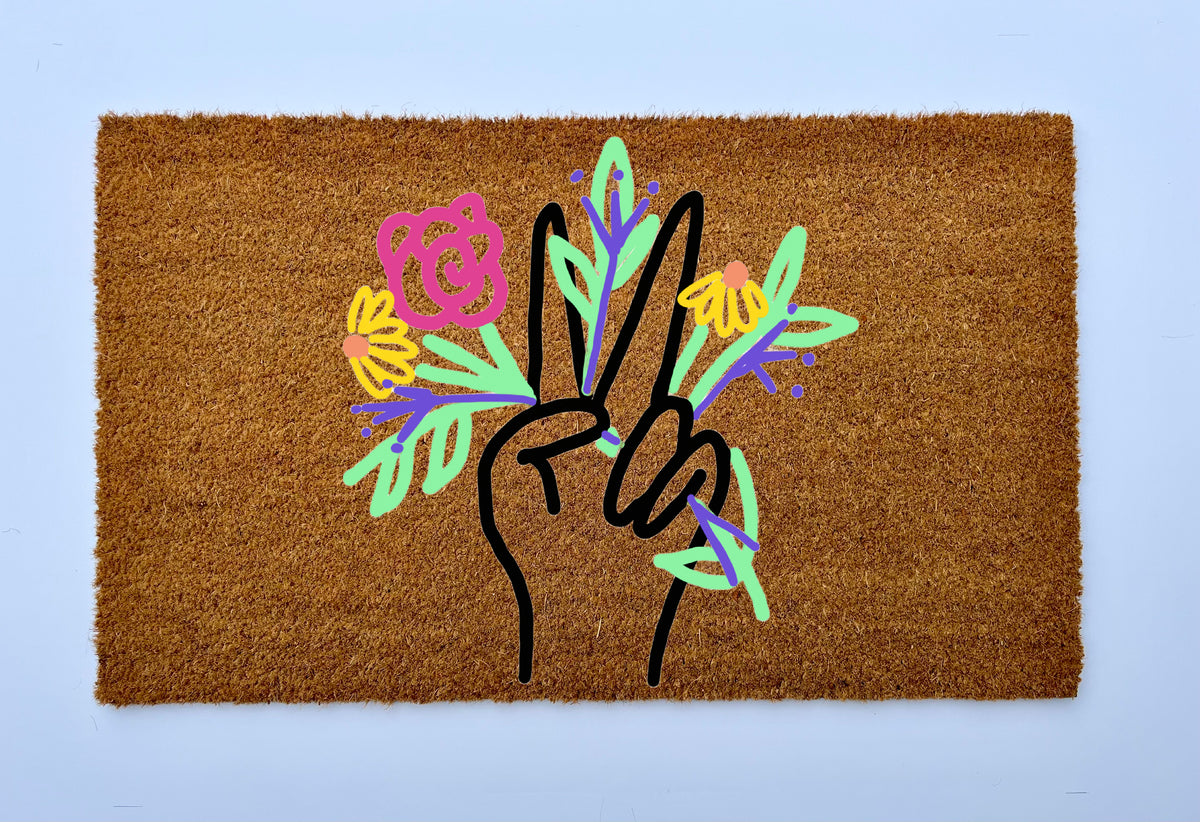 Peace and Wildflowers Coir Doormat