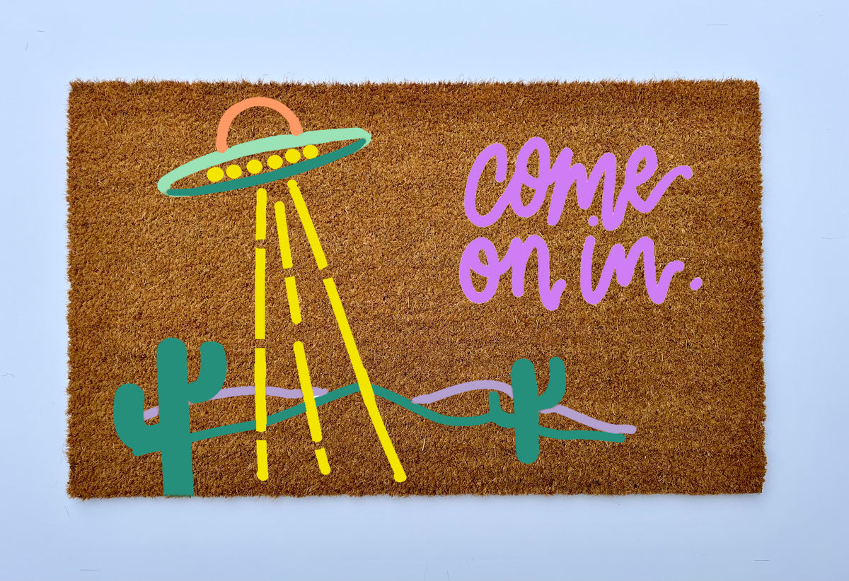UFO Come On In Coir Doormat