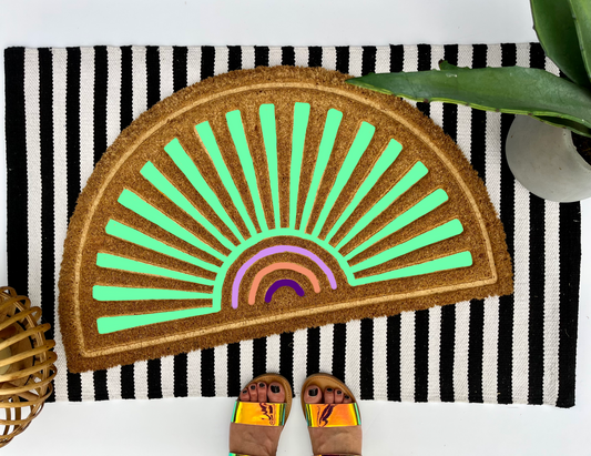 Boho Colorful Sun Coir Doormat